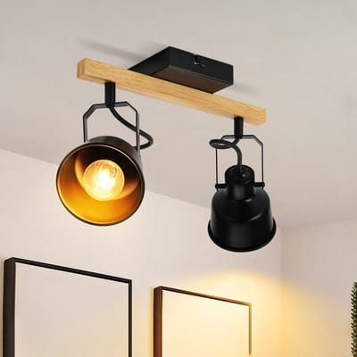 NETTLIFE Opbouwspot - zwart - 2xE14 Fitting - Metaal - verstelbaar - LED Halogeenlampen - voor Woonkamer | Keuken | Hal | Kantoor | Eetkamer-excl. lichtbron