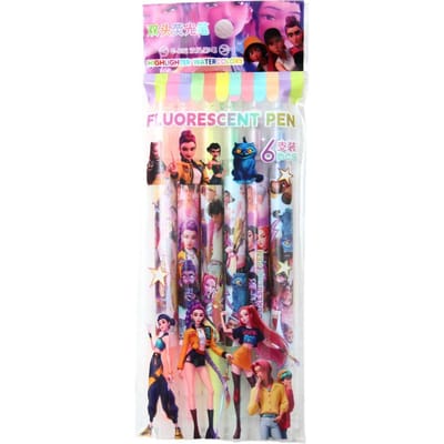 6 STUKS / Collectie Dubbele Punt Markeerstiften Kpop Demonenjagers Huntrix Rumi Anime Journaling Tekenen DIY School Nuttige Schrijfwaren pink