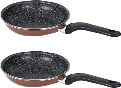 Set van 2x stuks aluminium professionele bruine koekenpan Burgos met anti-aanbak laag 28 cm - Hapjespannen