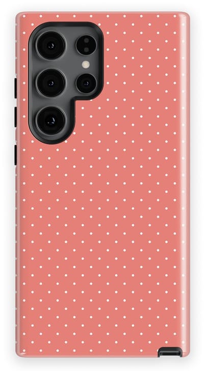 Micro Dots Tough Hoesje Samsung Galaxy S24 Ultra | Geschikt Voor Mag | Stippen Motief Backcover Samsung Galaxy S24 Ultra Soft Coral