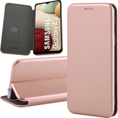 Hoesje geschikt voor Samsung A12 - Book Case Kunstleer Wallet Cover Hoes Rosegoud