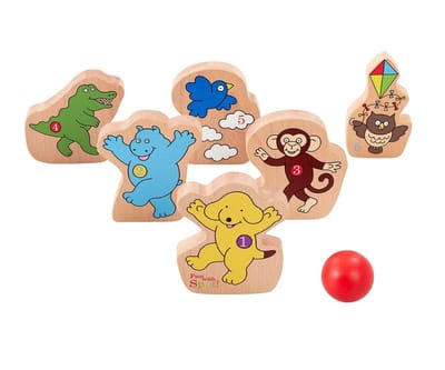 Dribbel houten bowling spel 7 dlg