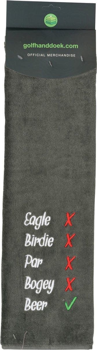 Nova Golf 'Eagle Birdie Beer' Golfhanddoek - Grijs
