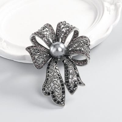 Broches en forme de nœud papillon en perles vintage pour femmes, vêtements, manteaux, bijoux, accessoires de fête, cadeaux noir
