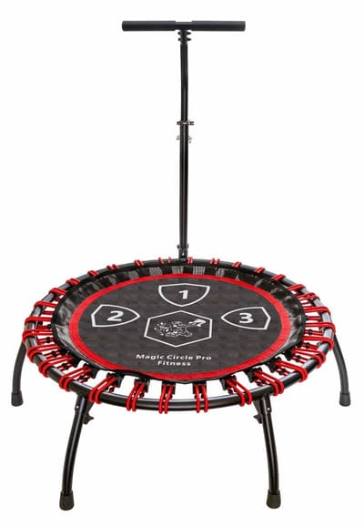 Magic Circle Pro Fitness Trampoline 100 cm Rood - Aluminium fitness trampoline met elastieken - Eenvoudig Inklapbaar - Inclusief Armsteun