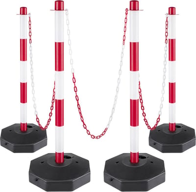Bolt Edge Afzetpaal - 4 stuks - Rood-wit - Veiligheidspalen - 84 cm - ABS