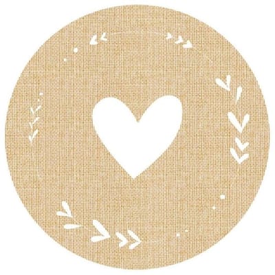 Store_7 - Ronde Cadeaustickers - Zelfklevend - Jute Look - Bruin