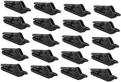20-stuks Alligatorclip - Tentclip - Winddichte bevestigingsclip - Vaste noodclip met tanden - Accessoires - voor buiten, kamperen, luifels, campers - 3,2 * 1 * 1,2 cm / 1,3 * 0,4 * 0,5 inch - Zwart