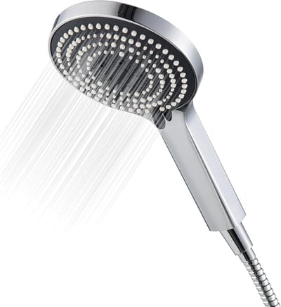 Douchekop met 6 Massage-niveaus, Waterbesparende Handdouche, Flexibele Slang van 1,6m, Groot Formaat (Φ130mm), Chroom Afwerking