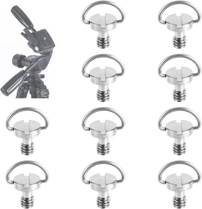 Set van 10 Stuks 1/4" Camera Tripod Schroeven, RVS D-Axis D-Ring, Snelle Ontgrendeling, Praktische Accessoires voor Statief, Monopod en Telescoop
