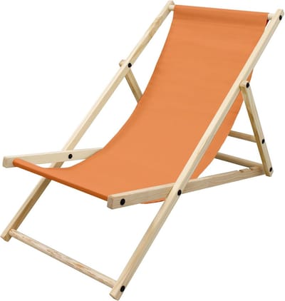 Vouwbare Houten Ligstoel - 3 Verstelbare Posities - Tot 120 kg - Oranje - Tuinligstoel - Strandstoel