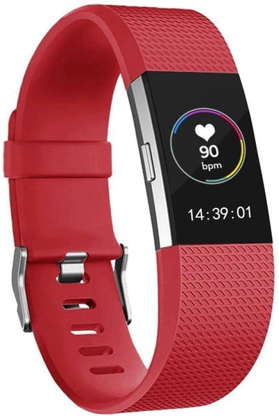 KELERINO. Siliconen polsbandje geschikt voor Fitbit Charge 2 Rood - Small
