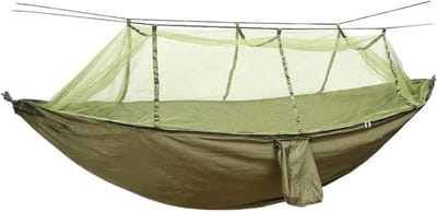 Hangmat met Klamboe - Kampeer Hangmat - Ontspannen Buiten - Lichtgewicht Nylon - Enkele Persoons - Groen