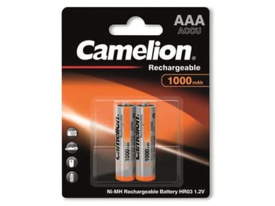 Camelion Oplaadbare AAA Batterijen NiMH 1000mAh – 2 Stuks – NH-AAA1000BP2 – Milieuvriendelijk & Herbruikbaar