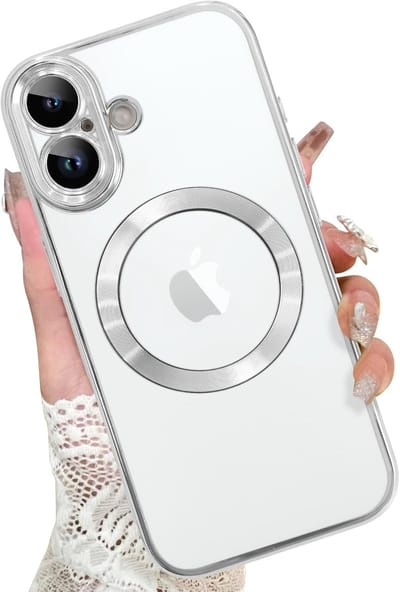 Magsafe Hoesje Geschikt voor iPhone 17 hoesje Transparant / Zliver - Lens beschermer – backcover