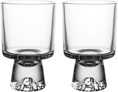 Unieke handgemaakte glazen dessertkommen met voet - Trifle glazen met heldere basis en bergdesign, perfect voor parfaits, fruitsalades en desserts (Set van 2)