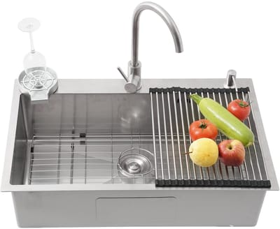 Dailygoods- Spoelbak Roestvrij Staal - Gootsteen Keuken - Wastafel 80x50cm - Drop-in/Topmount - Geluidsabsorberend - Duurzaam en Onderhoudsvriendelijk