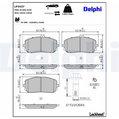 Remblokset DELPHI LP3437, voor
