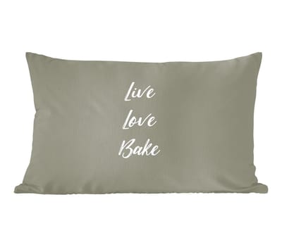 Sierkussens - Kussentjes Woonkamer - 50x30 cm - Live love bake - Quotes - Spreuken - Bakken