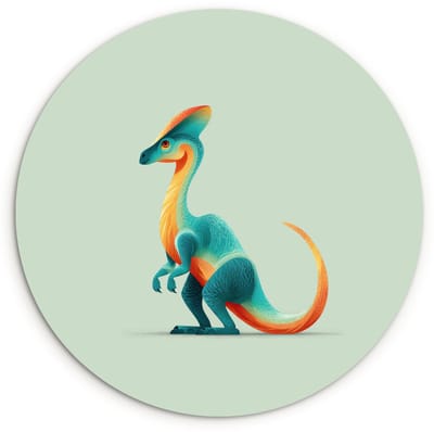 WallCircle® Wandcirkel 120x120 cm - Muurcirkel Staart - Dino - Minimalistisch - Blauw - Muurdecoratie woonkamer - Wanddecoratie slaapkamer - Kamer decoratie accessoires - Ronde schilderijen XXL