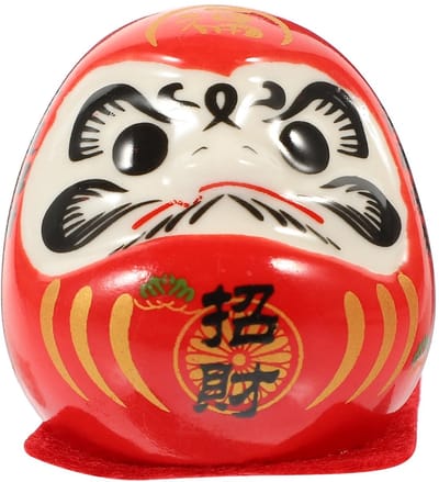 Dailygoods- Darumapop Keramiek 4,7 x 4,4 x 4,2 cm - Geluksbrenger - Feng Shui Decoratie - Japanse Pop - Bureau Decor - Uniek Interieur - Geluksfiguur
