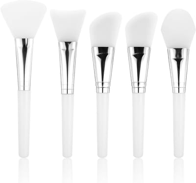 Set van 5 Flexibele Siliconen Maskerkwasten voor DIY Gezichts- en Oogmaskers, Huidverzorging en Make-up Applicatie