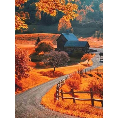 5D Diamant Schilderij Herfst Landschap Huis DIY Diamant Borduurwerk Kruissteek 20X30CM black
