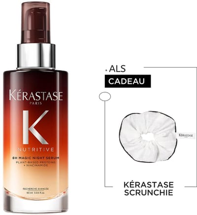 Kérastase Nutritive 8H Magic Night Serum - Leave-in - Voedend Haarserum - Versterkt, Hydrateert - Droog Haar - 90ml + Satijnen Scrunchie Cadeau