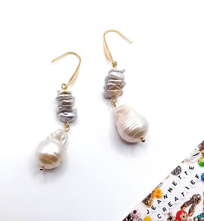 Jeannette-Creatief® - Zoetwaterparels - Oorhangers met Grote Barok Zoetwaterparels Grillige Vuurbalparels - Oorhangers met Parels - Grote Parels - Barok Parels - Oorbellen - Sieraden - Valentijn - Moederdag