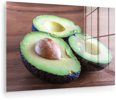 ® Glasschilderij 180x120 cm - Schilderij acrylglas - Kleurrijke avocado vruchtvlees - Foto op glas - Muurdecoratie woonkamer - Wanddecoratie slaapkamer - Schilderijen