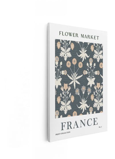 Artaza Canvas Schilderij Flower Market Poster - 60x90 cm - Wanddecoratie Bloemen Vintage - Muurdecoratie France - Decoratie Woonkamer