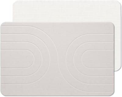 Diatomiet Badmat - Sneldrogende Aardemat, Waterabsorberende Badkamer- en Keukenmat, Eenvoudig Schoon te Maken (60 cm x 38 cm x 1 cm, Wit)