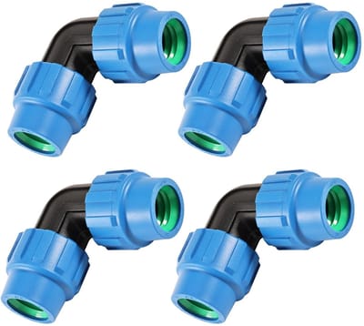 Dailygoods- Buisschroefverbinding Hoek 90° - 4 Stuks - 25 mm Schroefverbinding - Buisconnector - Kunststof PP - Duurzaam voor Binnen/Buiten