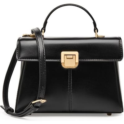 Hoefijzer Gesp Werk Reizen Leren Tas Hoge Kwaliteit Handtas Enkele Schouder Crossbody Tas zwart