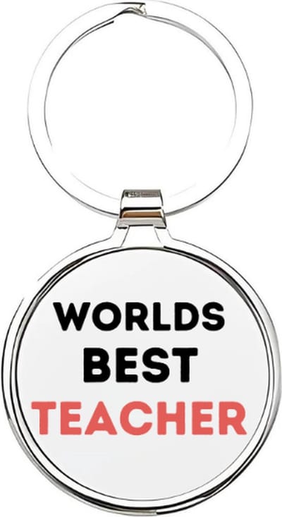 Akyol - worlds best teacher Sleutelhanger - Leraar - de beste leraar - docent - lesgeven - werk - collega - beste ooit - cadeau - verjaardag - kado - geschenk - gift - verrassing - welkomst cadeau - afscheidscadeau - 4 x 7,5 CM