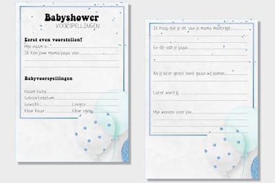 20x leuke babyshower invulkaarten (A5 formaat) babyshower 8