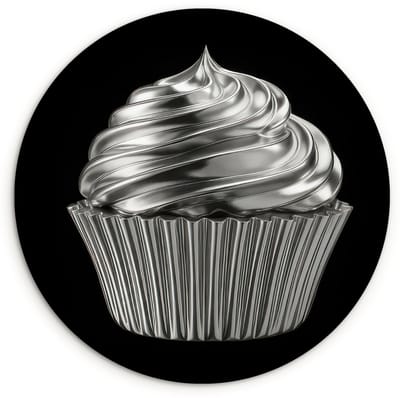 WallCircle® Wandcirkel 120x120 cm - Muurcirkel Cupcake - Luxueus - Zilver - Muurdecoratie woonkamer - Wanddecoratie slaapkamer - Kamer decoratie accessoires - Ronde schilderijen XXL