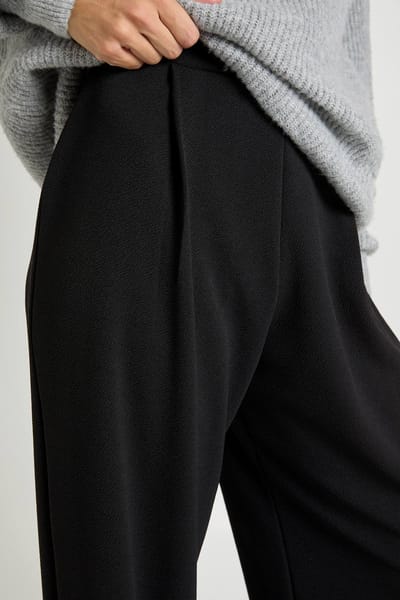 boohoo Dames Hoge Basics Broek met wijde pijpen | Zwart | Maat: 36
