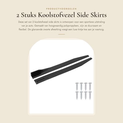 Dailygoods- Side Skirts 120cm/47,2in - 2 Stuks - Koolstofvezel - Universele Body Kit - Aerodynamische Prestaties - Hoogwaardig Polypropyleen - Car Body Kit