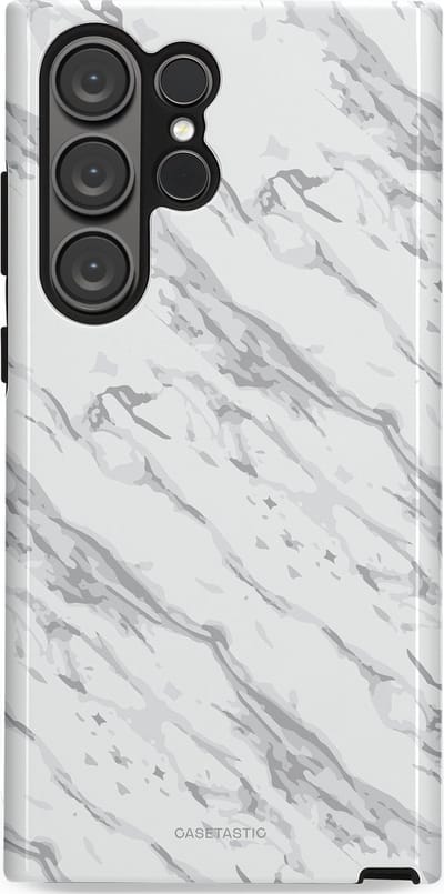 Casetastic hoesje geschikt voor Samsung Galaxy S23 Ultra - Dubbellaagse bescherming - Arctisch Marmer - Fashion Case - Wit Lichtgrijs
