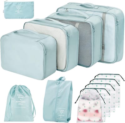 Organizerset voor Koffers met 12 Inpak Cubes, Reisaccessoires, Cosmetica- en Kledingzakken, Efficiënt Inpakken en Ruimtebesparend