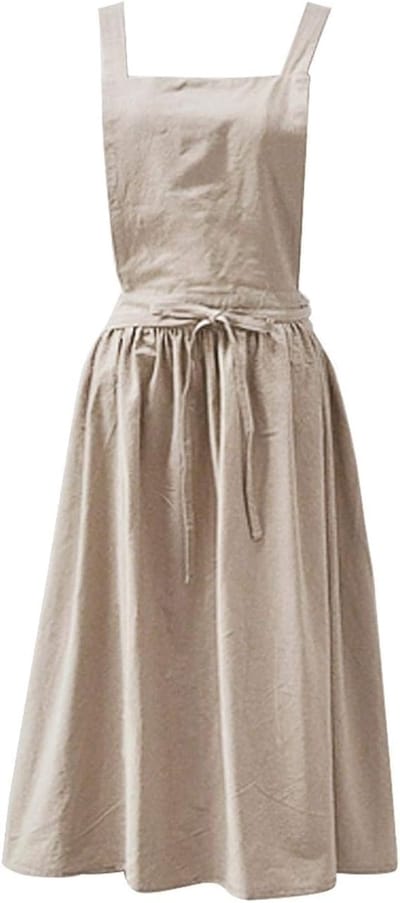 Schorten Effen Kleur Japanse Stijl Kruis Achterkant Schort Retro Literatuur Kunst Bloemenwinkel Kleding voor Dames Keuken Kookschorten