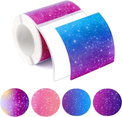 Dailygoods - 50 x 50 mm ronde thermische etiketten, 140 stuks kleurrijke thermische etiketten, bedrukbaar, labelprinter, ronde etiketten, jampotten voor M110/M120/M220/M221 labelprinter
