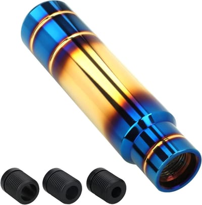Dailygoods - Catekro Versnellingspookknop Universele voor 5/6 Versnellingen, Schakelpookknop met 3 Adapter 8 mm/10 mm/12 mm Sportieve Pookknop van Aluminium voor Auto’s met Handgeschakeld of Automaat (Goud Blauw)