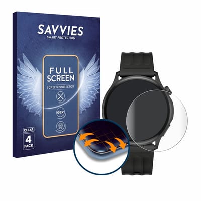 Savvies - Screenprotector voor OnePlus Watch Lite - Folie Beschermfolie transparant volledig dekking 4 Stuks