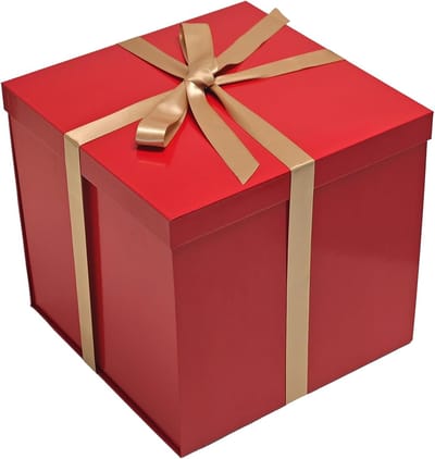 Grote Geschenkdoos - Cadeaubox met deksel - Feestdagen cadeauverpakking - Herbruikbaar en stevig - 28x28x265cm - Rood