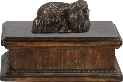 Elegante urn voor hondenas met Pekingese beeldje