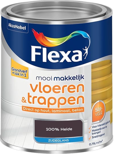Flexa - Mooi Makkelijk Vloeren & Trappen Zijdeglans - 100% Heide - Mengverf - 750 Ml