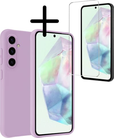 Hoesje Met Screenprotector - Geschikt voor Samsung Galaxy A35 - Sterk & Shockproof - Back Cover - Siliconen Case - Telefoon Hoes - Lila