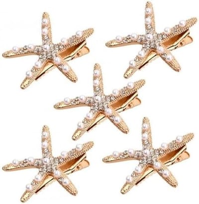 5x Elegante Haarspeldjes met Zeester en Kristallen - Goudkleurige Haaraccessoires voor Dames en Meisjes